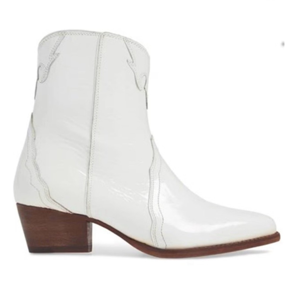 Free People New Frontier Western ankle boot bootie cowgirl white 37 7